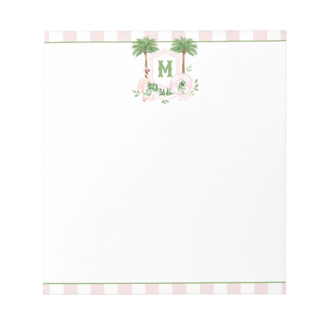 Bloco De Notas Cabana Stripes Palm Beach Monogram Crest (Frente)
