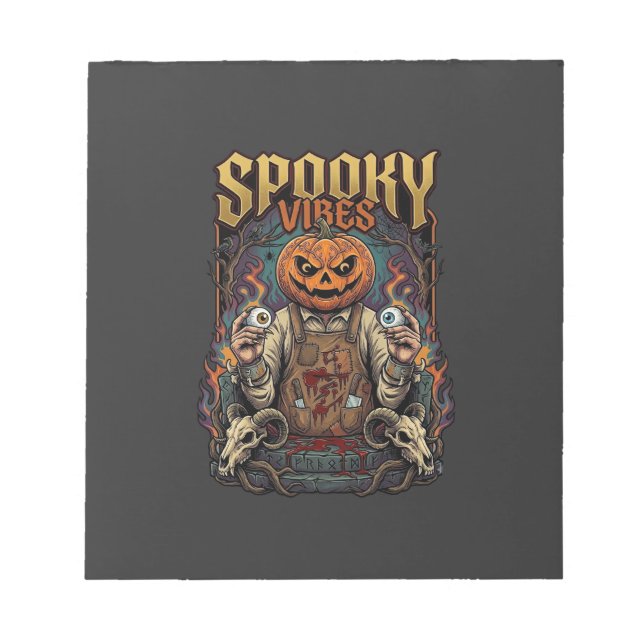 Bloco De Notas Cabeça de Abóbora de Halloween de Vires Assustador (Frente)