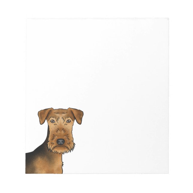 Bloco De Notas Cabeça de cachorro fofo da raça Airedale Terrier B (Frente)