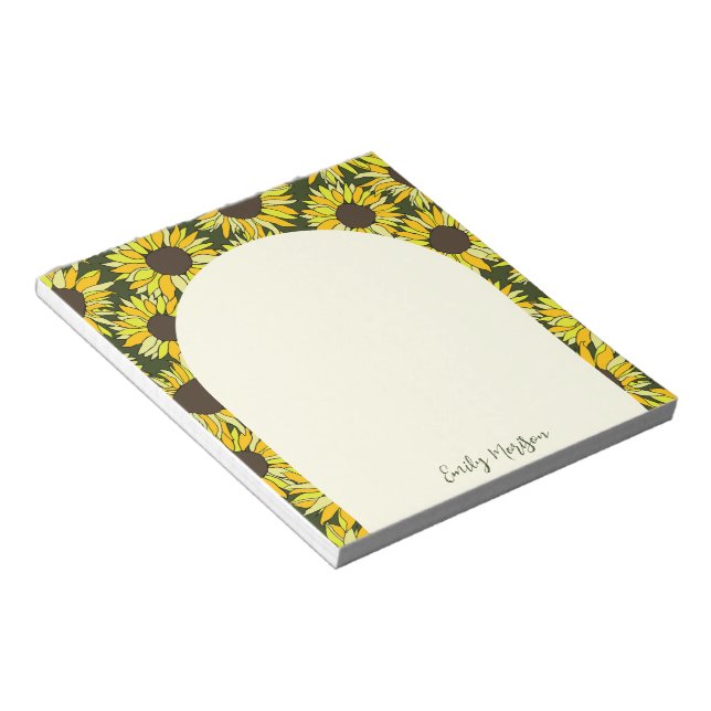 Bloco De Notas cabeça de girassol flor de verão (Inclinado)