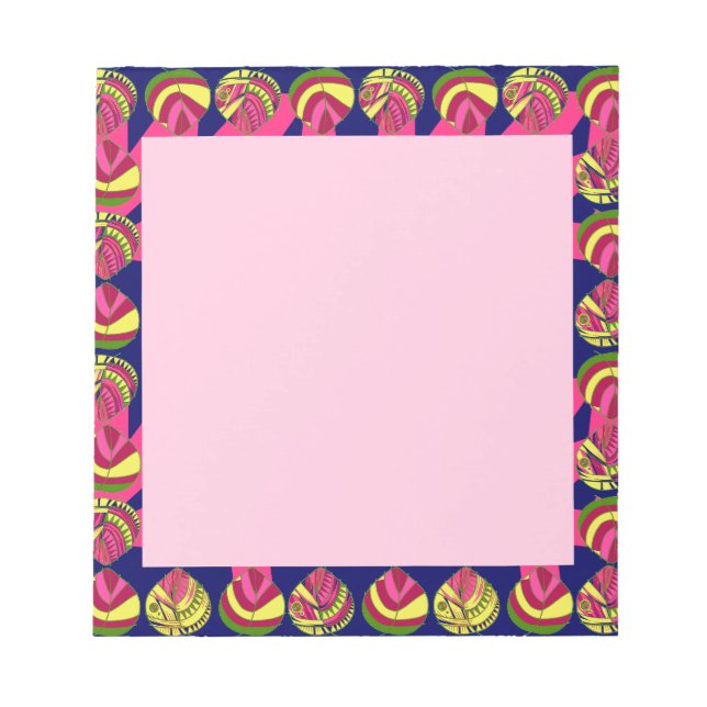 Bloco De Notas Cabeça De Peixe Deixa Amarelo Verde Magenta (Frente)