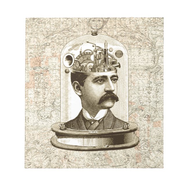 Bloco De Notas Cabeça de relógio de vapor no vidro (Frente)