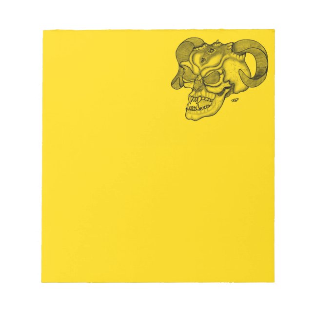 Bloco De Notas Cabeça do diabo preto e Design amarelo (Frente)