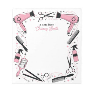 Bloco De Notas Cabeleireiro Estrelas & Brilhos Rosa Personalizado
