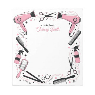 Bloco De Notas Cabeleireiro Estrelas & Brilhos Rosa Personalizado