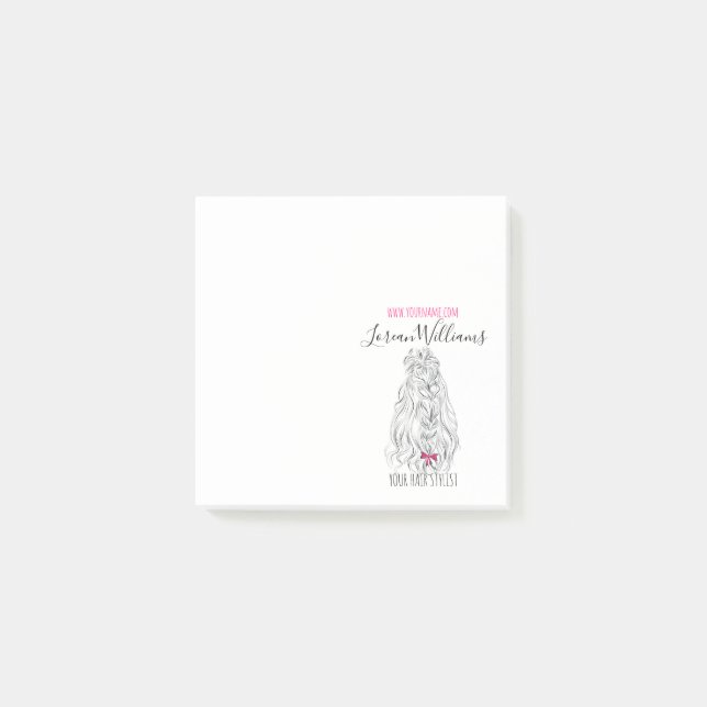 Bloco De Notas Cabelo Cor-de-rosa branco branco moderno, penteado (Frente)