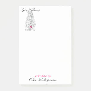 Bloco De Notas Cabelo Cor-de-rosa branco branco moderno, penteado