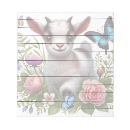 Bloco De Notas Cabra-bebê com borboletas e flores coloridas