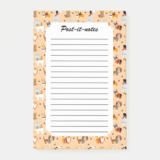 Bloco De Notas Cachecóis Festivos de Inverno para Cachorrinhos (Frente)