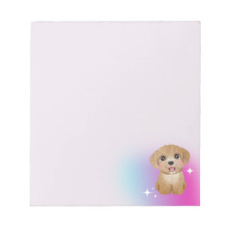 Bloco de Notas Cachorrinho Fofo com fundo de cor s