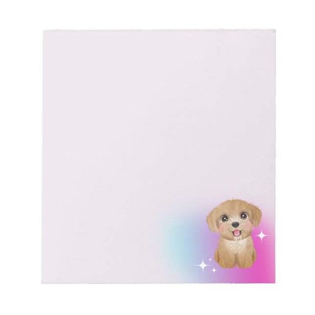 Bloco de Notas Cachorrinho Fofo com fundo de cor s (Frente)