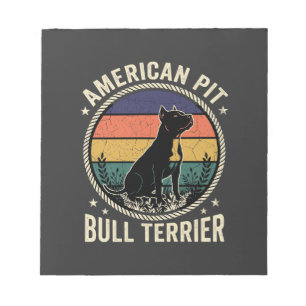 Bloco De Notas Cachorro American Pit Bull Terrier Pôr do Sol Vint