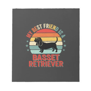 Bloco De Notas Cachorro Basset Retriever Pôr do Sol Retro