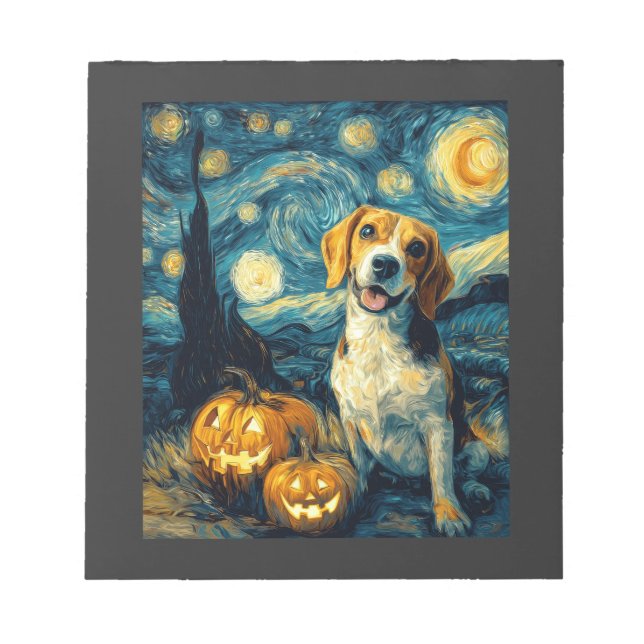 Bloco De Notas Cachorro beagle Fofo Abóbora de Halloween Jack O L (Frente)