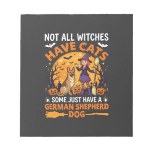 Bloco De Notas Cachorro Bruxa de Halloween Pastor Alemão Engraçad