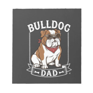 Bloco De Notas Cachorro Bulldog Pai Óculos de Sol Bandana
