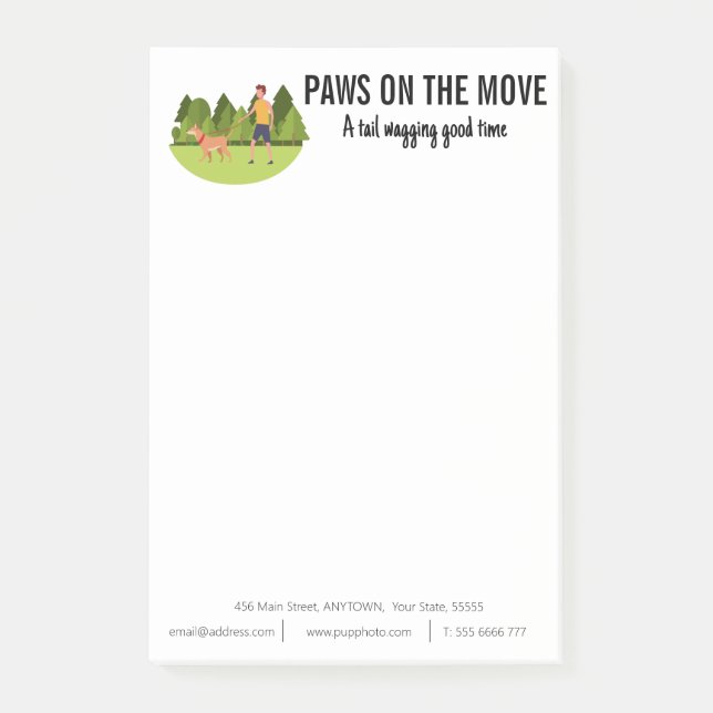 Bloco De Notas Cachorro Caminhando para Negócios Personalizado (Frente)