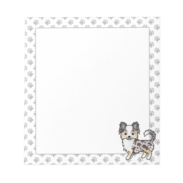 Bloco De Notas Cachorro Chihuahua de Capa Comprida Merle Chocolat (Frente)