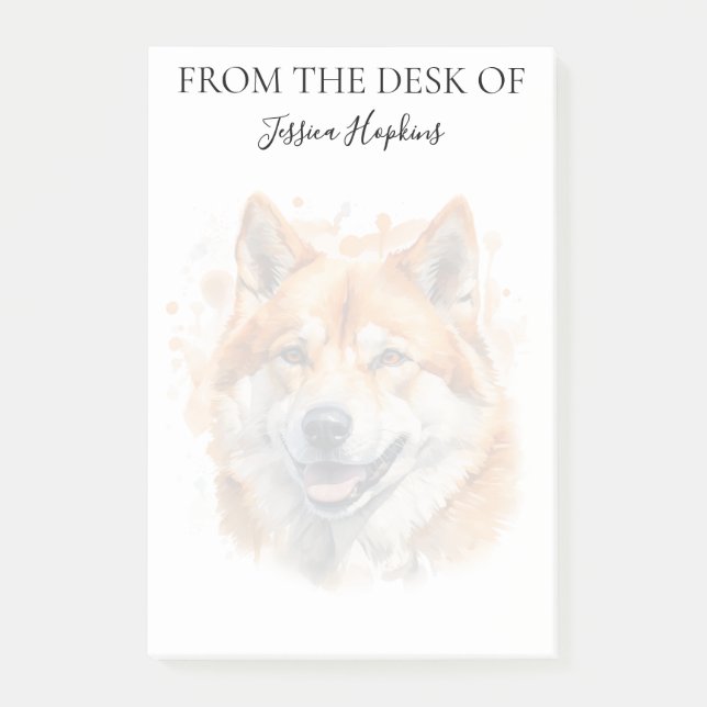 Bloco De Notas Cachorro com Monograma de Amante de Akita (Frente)