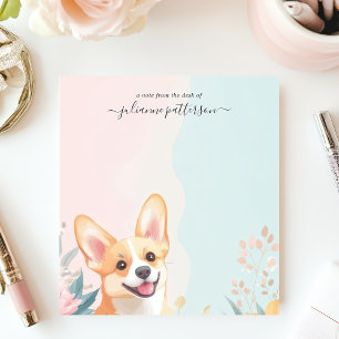 Bloco De Notas Cachorro Corgi Fofo Sorridente Nome Personalizado 
