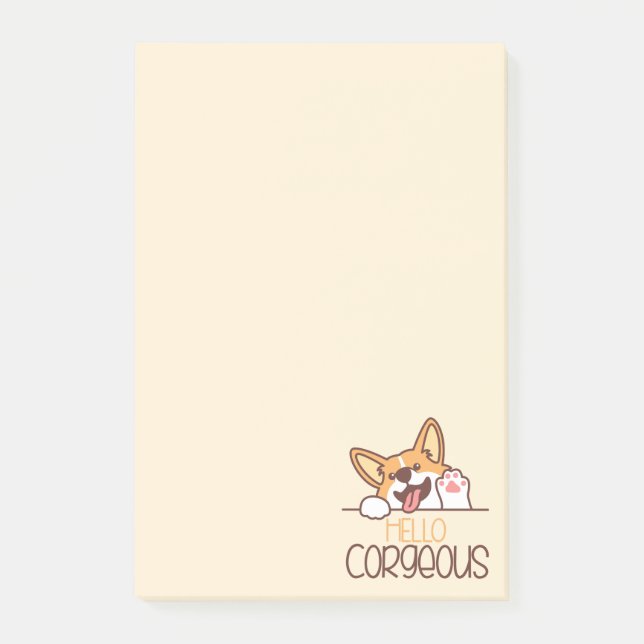 Bloco De Notas Cachorro Corgi Olá Fofo (Frente)