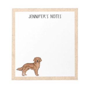 Bloco De Notas Cachorro Cute Retriever Dourado Vermelho Com Nome