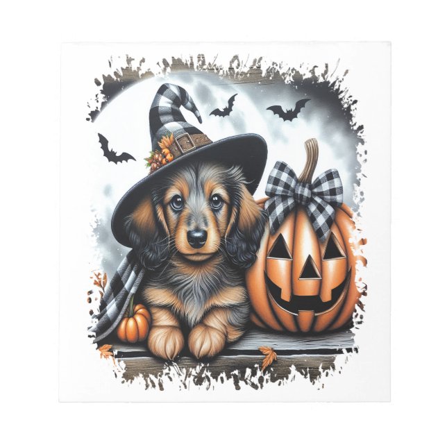 Bloco De Notas Cachorro Dachshund Halloween (Frente)