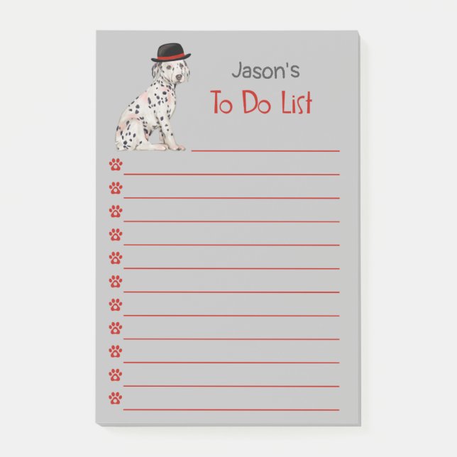 Bloco De Notas Cachorro Dalmático com Pintura de Chapéu (Frente)
