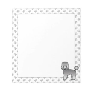 Bloco De Notas Cachorro de Cartoon de Poodle com cinza