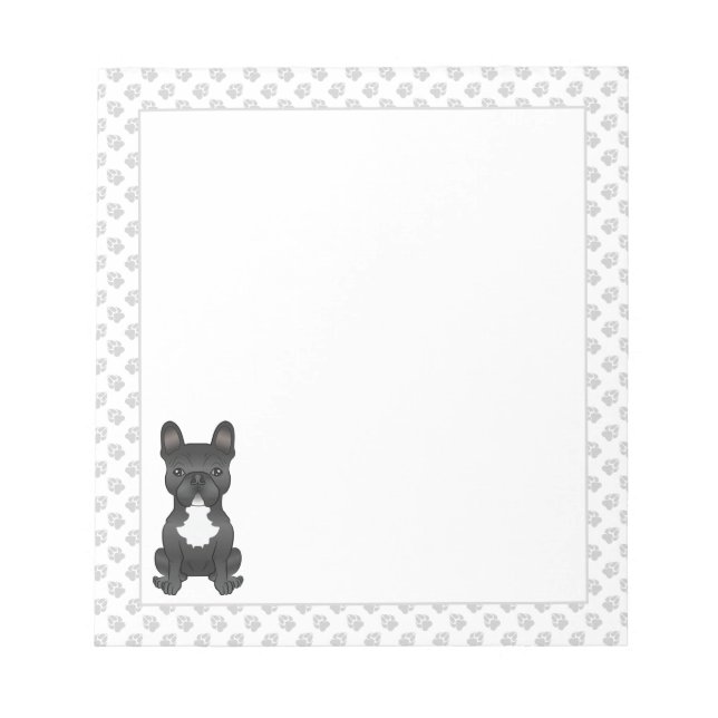 Bloco De Notas Cachorro De Desenho Animado Bulldog Francês Preto  (Frente)