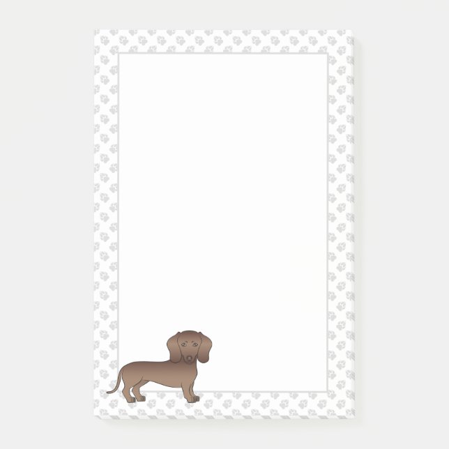 Bloco De Notas Cachorro De Desenho Animado Dáxshund De Cabelo Cur (Frente)