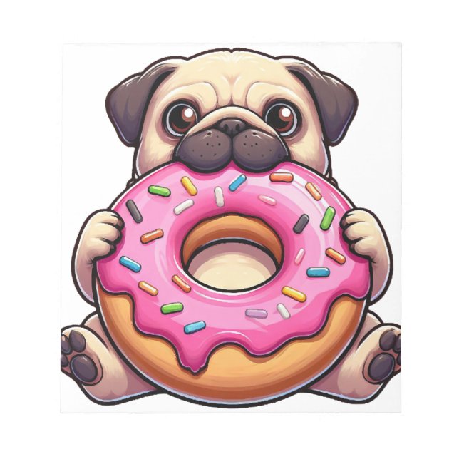 Bloco De Notas Cachorro de desenho animado engraçado pug fofo com (Frente)
