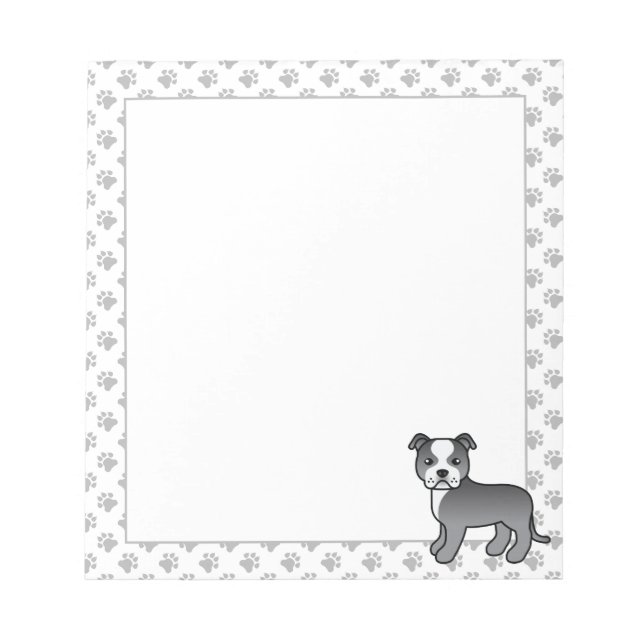 Bloco De Notas Cachorro De Desenho Animado Fofo Azul E Branco Eng (Frente)