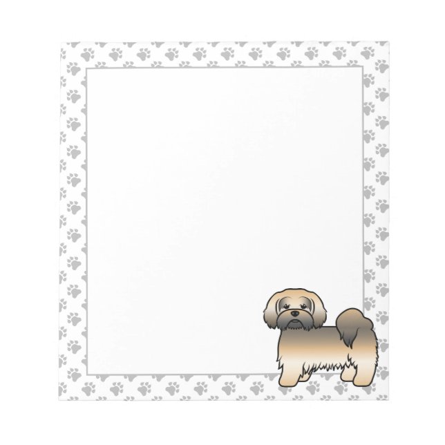 Bloco De Notas Cachorro de desenho animado fofo Lhasa Apso Sable  (Frente)