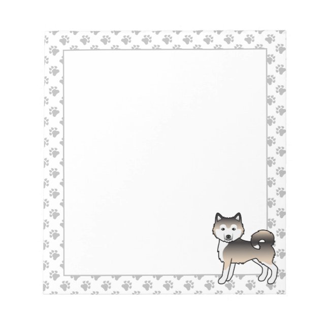 Bloco De Notas Cachorro De Desenho Animado Fofo Malamute Alaskan  (Frente)