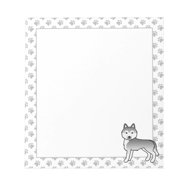 Bloco De Notas Cachorro de desenho animado fofo Siberian Husky pr (Frente)
