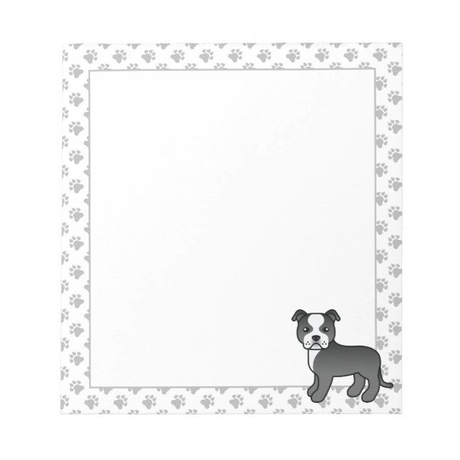 Bloco De Notas Cachorro De Desenho Animado Fofo Staffie Inglês Pr (Frente)