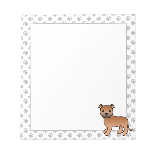 Bloco De Notas Cachorro de desenho animado fofo Staffie inglês ve (Frente)
