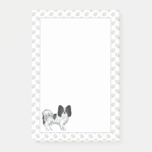 Bloco De Notas Cachorro De Desenho Animado Papillon Preto E Branc