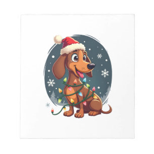 Bloco De Notas Cachorro de Natal Dachshund Papai Noel Xmas Wiener