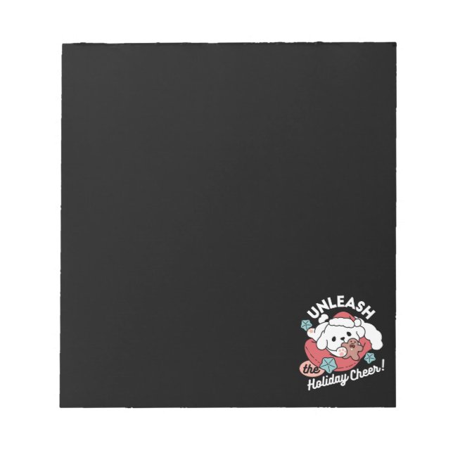 Bloco De Notas Cachorro de Natal em Santa Hat - Feriado Cheque pa (Frente)