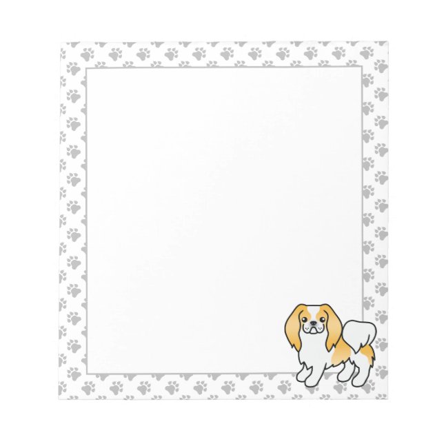 Bloco De Notas Cachorro Desenho Japonês Chin Branco E Limão (Frente)