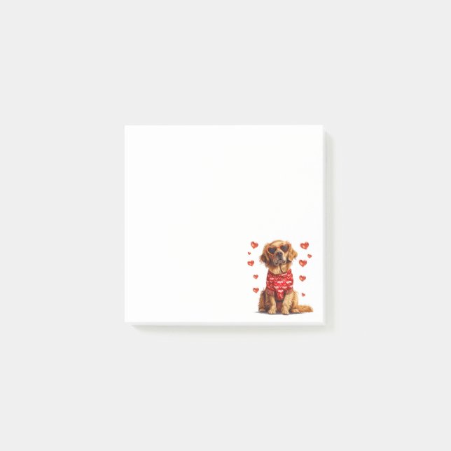 Bloco De Notas Cachorro do dia de os namorados Ouro (Frente)