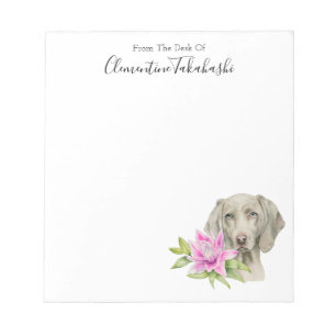 Bloco De Notas Cachorro Elegante Weimaraner Aquarela Adicione S