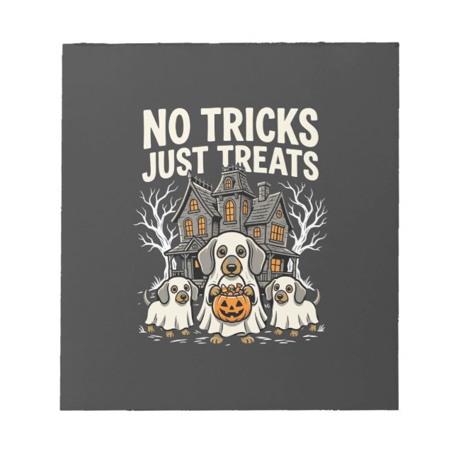 Bloco De Notas Cachorro Fofo de Halloween Sem Pegadinhas Só Gulos (Frente)