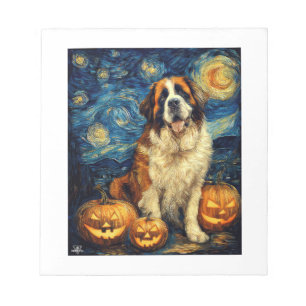 Bloco De Notas Cachorro Fofo São Bernardo Halloween Abóbora Lante
