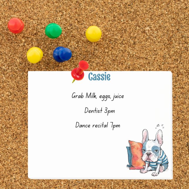 Bloco De Notas Cachorro francês bonitinho, animal vestido, Aniver (Criador carregado)