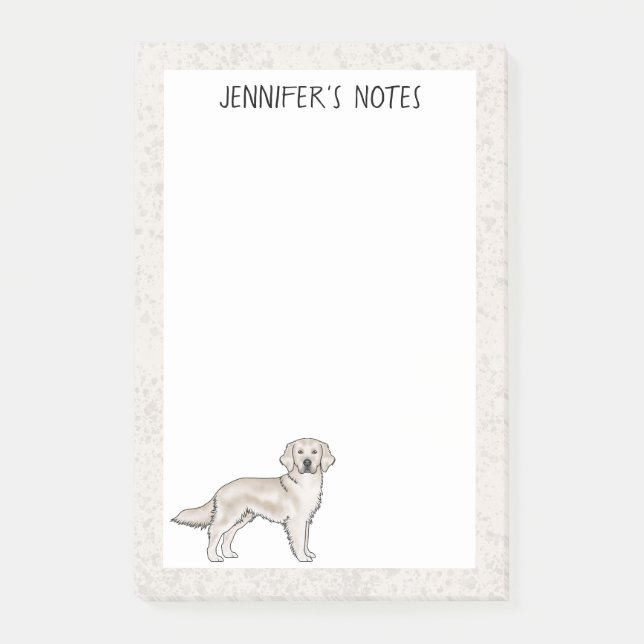 Bloco De Notas Cachorro Golden Retriever Creme Inglês Nome Person (Frente)