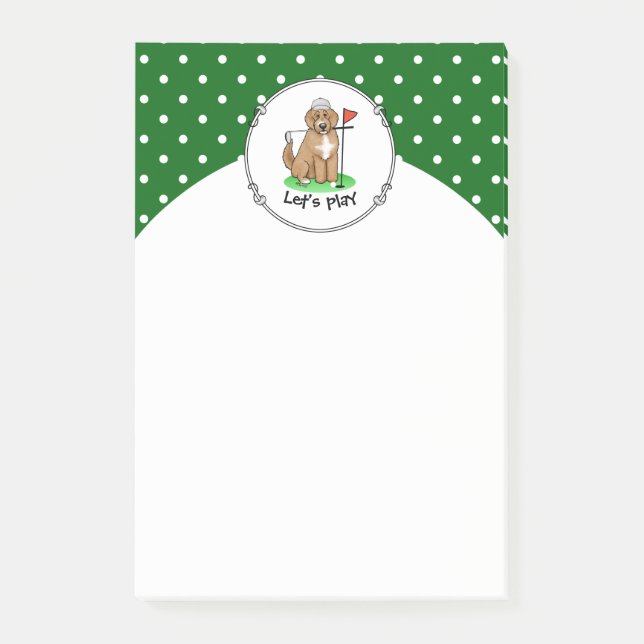Bloco De Notas Cachorro Goldendoodle Jogando Golfe (whmk2 vermelh (Frente)