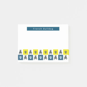 Bloco De Notas Cachorro-Grande Francês e Pata Amarelo e Azul